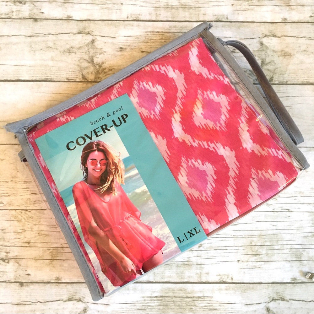 NWT Blue Star Beach & Pool Swimsuit Cover-Up Pink Ikat L/XL